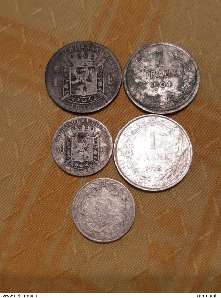 Lot Monnaie Belgique En Argent 50 Centimes Et 1 Franc - Other & Unclassified