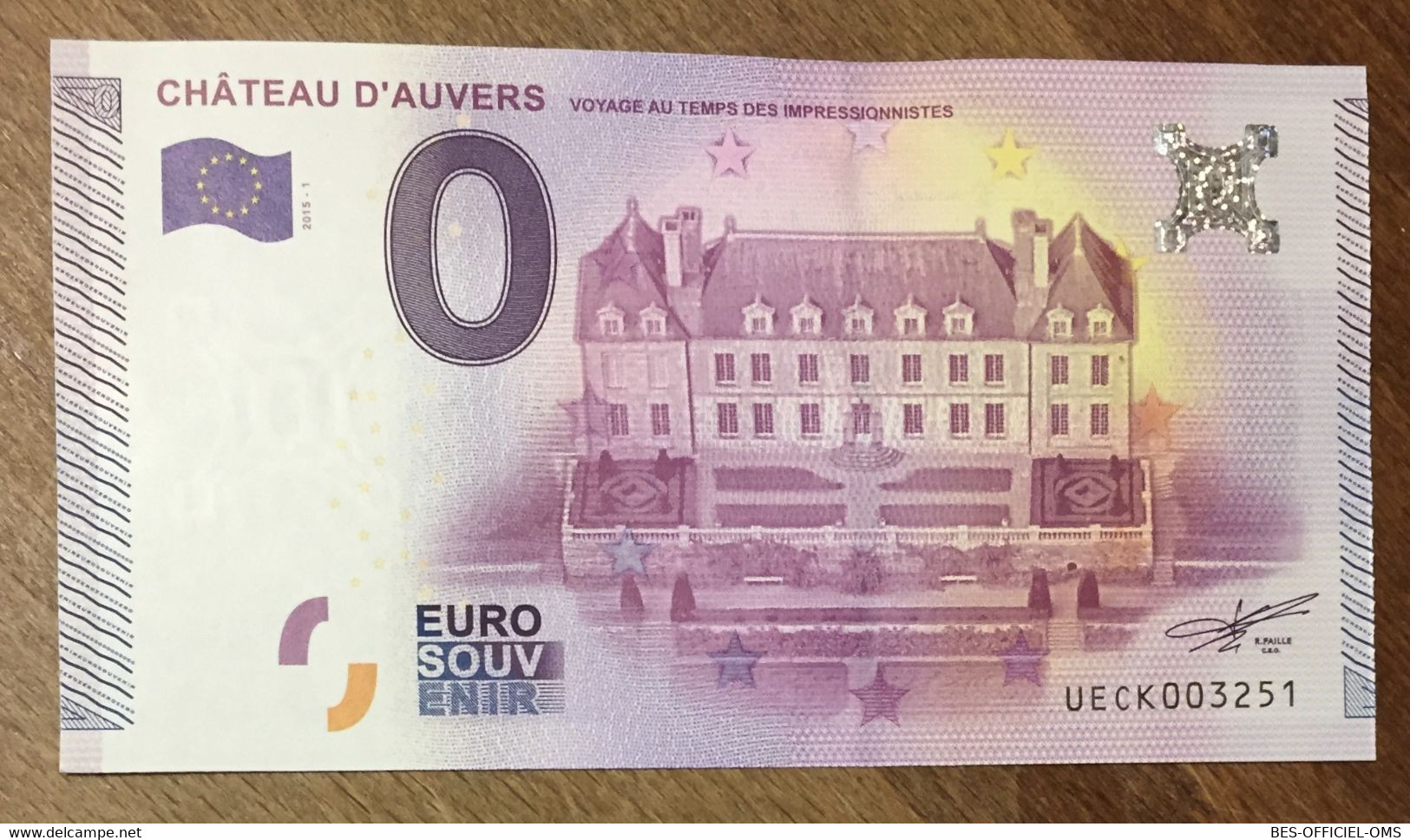 2015 BILLET 0 EURO SOUVENIR DPT 95 CHÂTEAU D'AUVERS ZERO 0 EURO SCHEIN BANKNOTE PAPER MONEY - Privatentwürfe