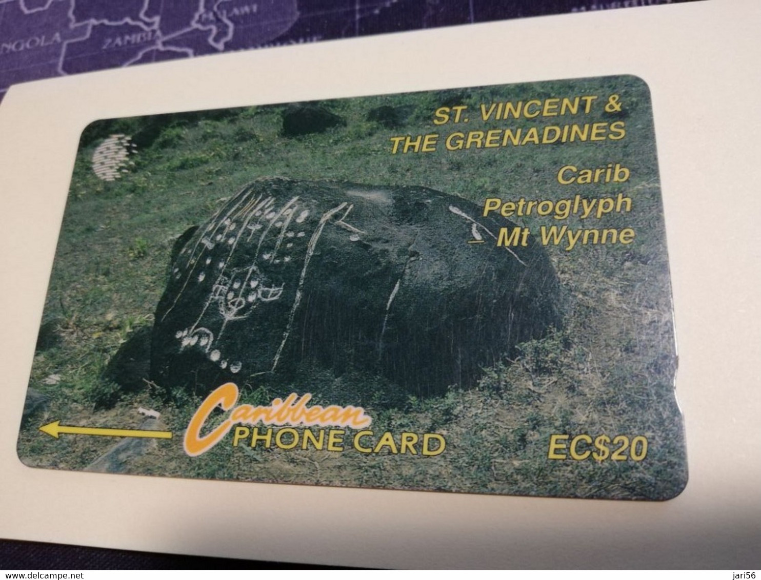ST VINCENT & GRENADINES  GPT CARD   $ 20,- 10CSVB   CARIB PETROGLYPH       C&W    Fine Used  Card  **3366** - St. Vincent & The Grenadines