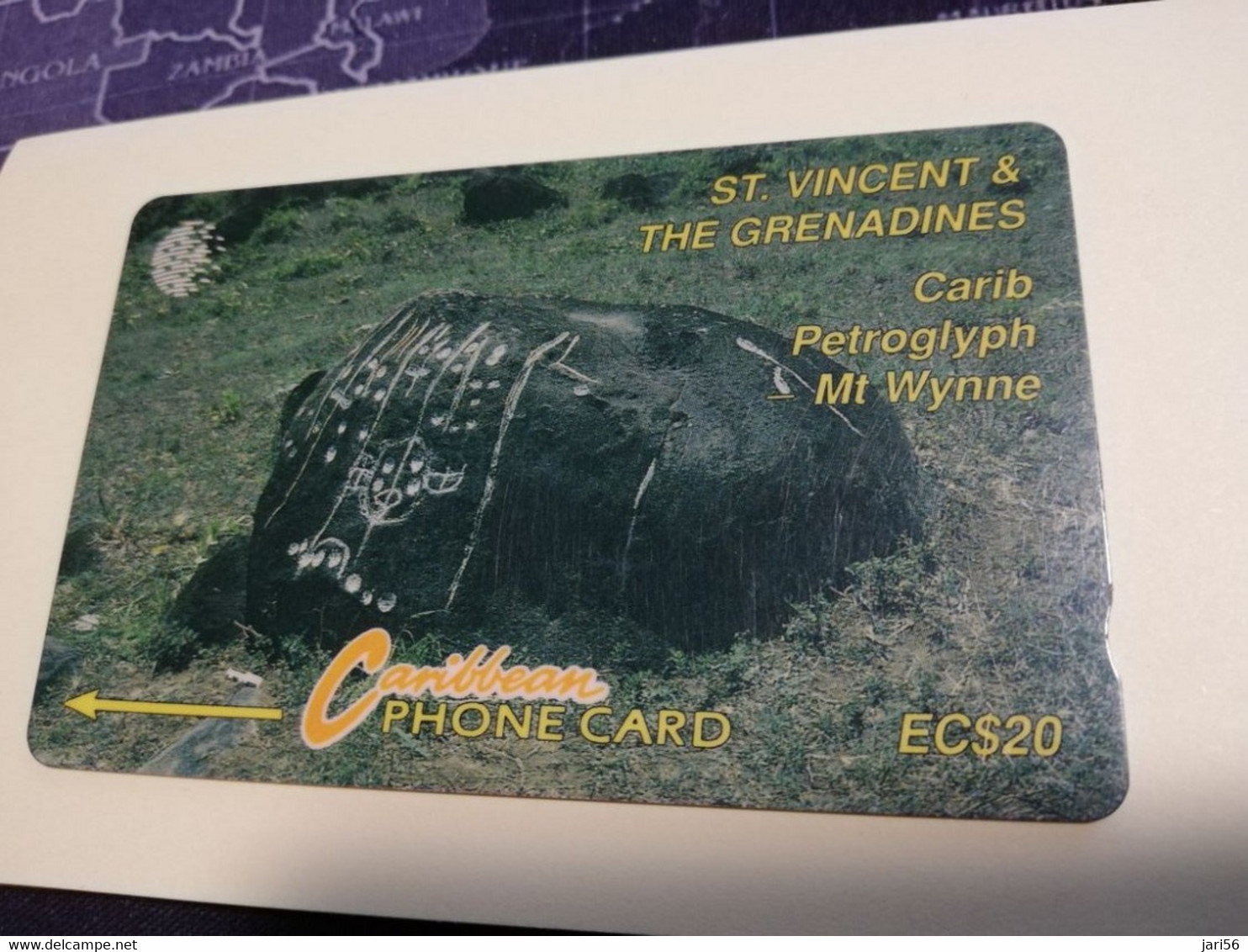 ST VINCENT & GRENADINES  GPT CARD   $ 20,- 10CSVB   CARIB PETROGLYPH       C&W    Fine Used  Card  **3366** - San Vicente Y Las Granadinas