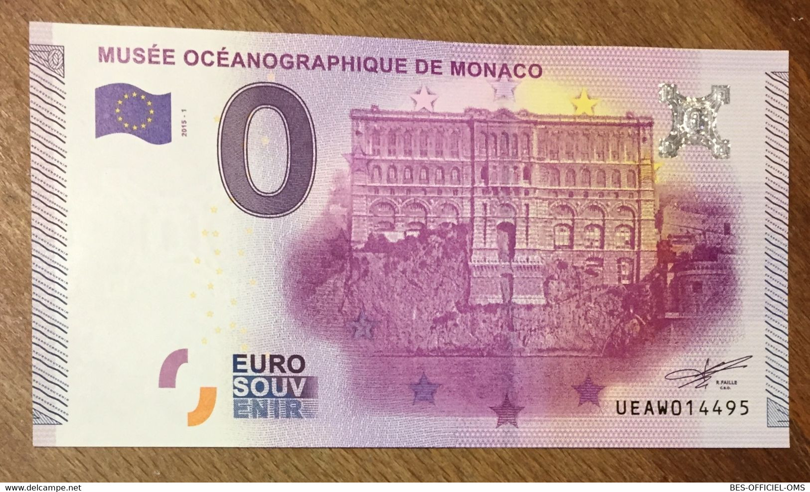 2015 BILLET 0 EURO SOUVENIR MUSÉE OCÉANOGRAPHIQUE DE MONACO ZERO 0 EURO SCHEIN BANKNOTE PAPER MONEY - Monaco