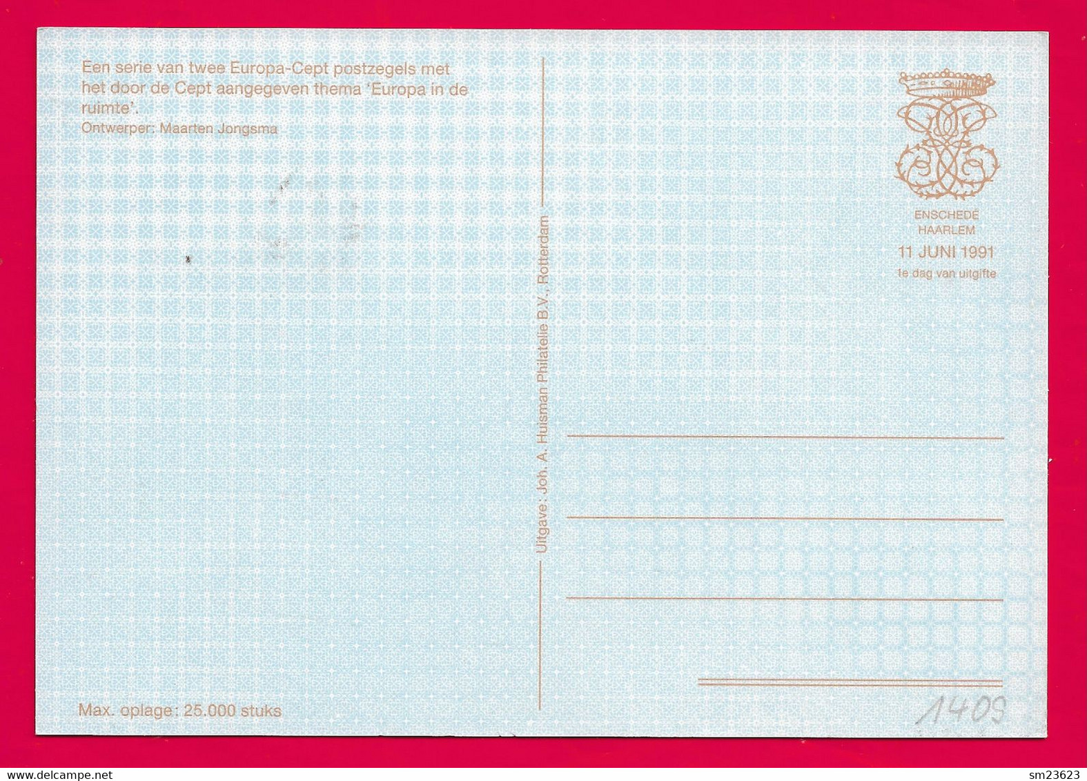 Nederland 1991  Mi.Nr. 1409 , EUROPA CEPT  Europäische Weltraumfahrt - Maximum Card - Groningen 11.VI.91 - 1991