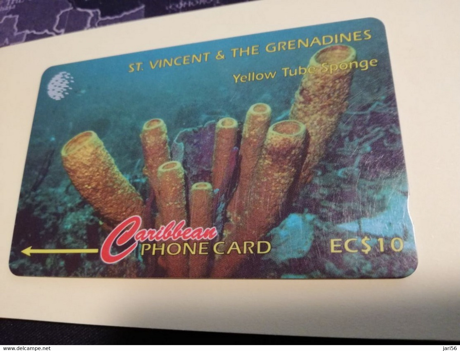 ST VINCENT & GRENADINES  GPT CARD   $ 10,- 52CSVF  YELLOW TUBE SPONGE             C&W    Fine Used  Card  **3380** - San Vicente Y Las Granadinas