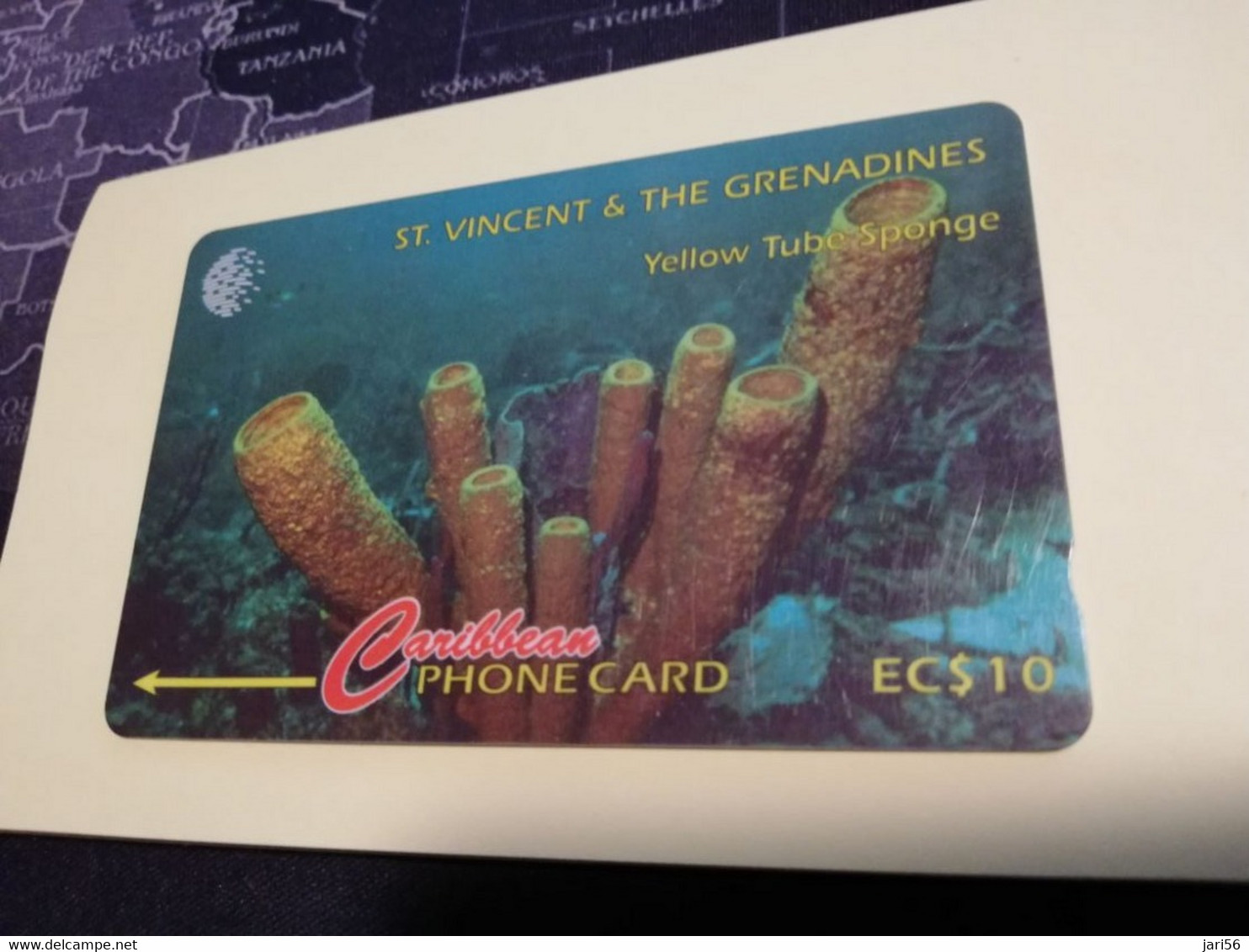 ST VINCENT & GRENADINES  GPT CARD   $ 10,- 142CSVB   YELLOW TUBE SPONGE               C&W    Fine Used  Card  **3388** - Saint-Vincent-et-les-Grenadines