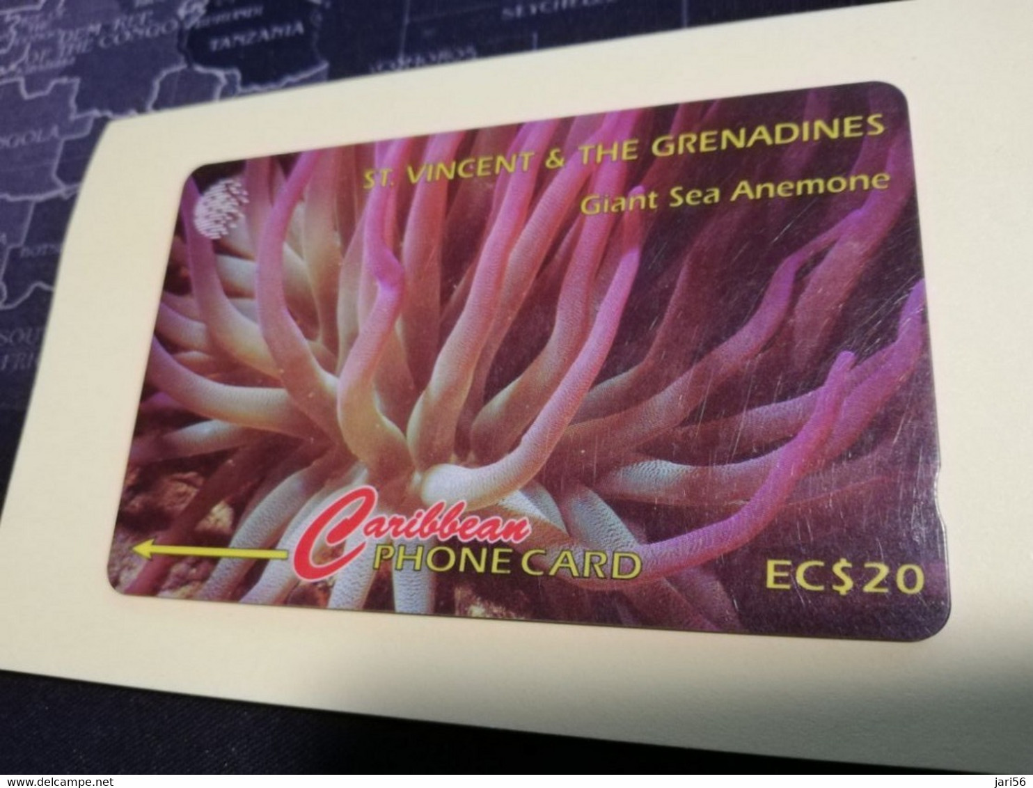 ST VINCENT & GRENADINES  GPT CARD   $ 20,- 142CSVC   GIANT SEA ANEMONE               C&W    Fine Used  Card  **3389** - St. Vincent & Die Grenadinen