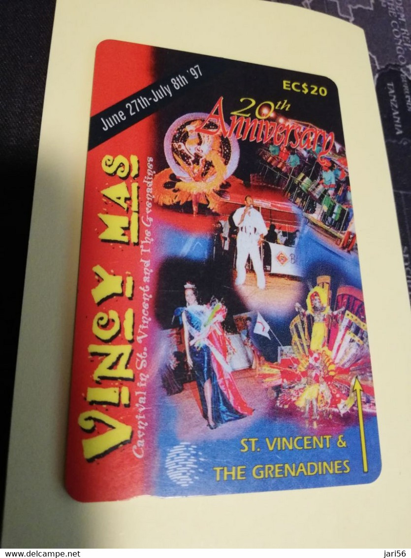 ST VINCENT & GRENADINES  GPT CARD   $ 20,- 162CSVB   VINCY MAS 20TH ANNIVE              C&W    Fine Used  Card  **3394** - San Vicente Y Las Granadinas