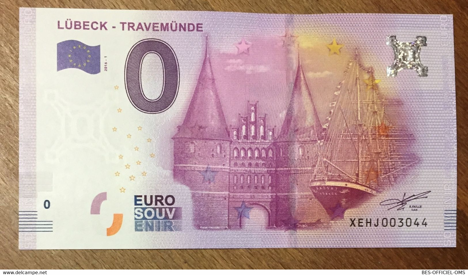 2016 BILLET 0 EURO SOUVENIR ALLEMAGNE DEUTSCHLAND LÜBECK - TRAVEMÜNDE ZERO 0 EURO SCHEIN BANKNOTE PAPER MONEY - [17] Vals & Specimens