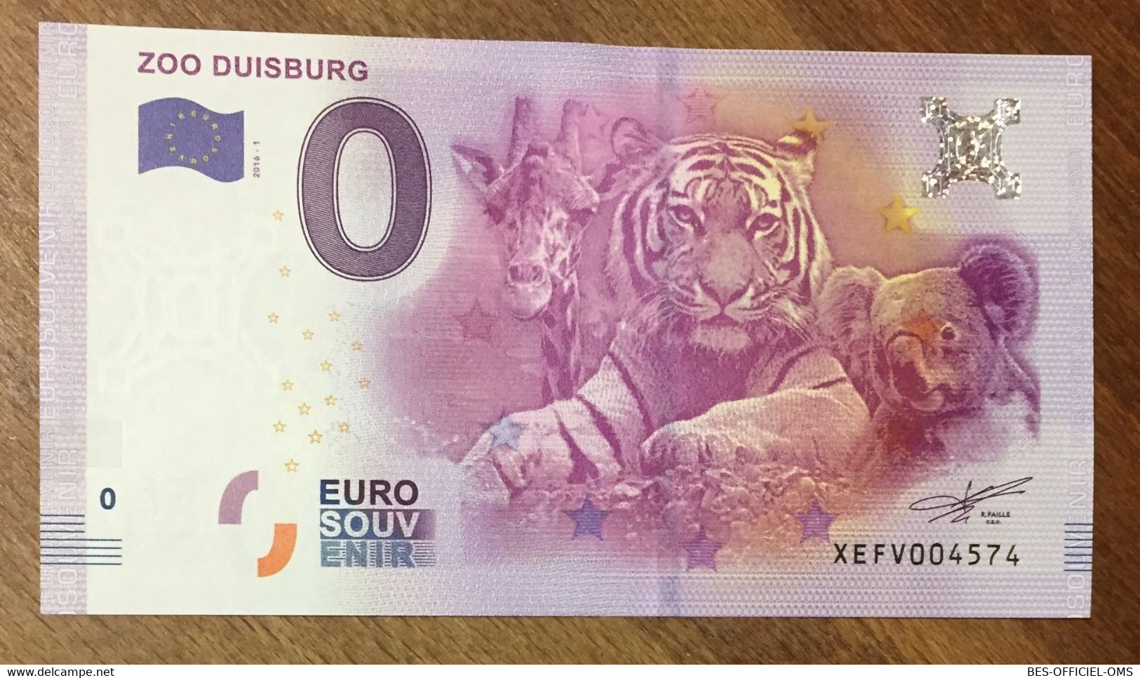 2016 BILLET 0 EURO SOUVENIR ALLEMAGNE DEUTSCHLAND ZOO DUISBURG ZERO 0 EURO SCHEIN BANKNOTE PAPER MONEY - [17] Fakes & Specimens