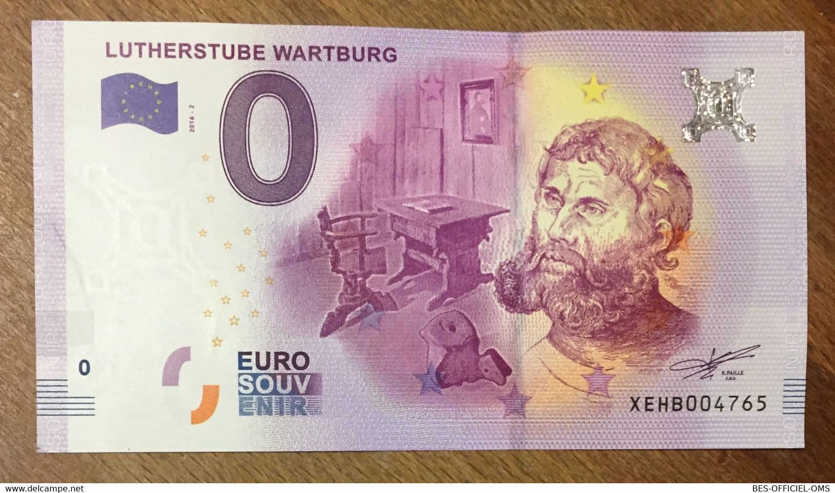 2016 BILLET 0 EURO SOUVENIR ALLEMAGNE DEUTSCHLAND WARTBURG N°2 ZERO 0 EURO SCHEIN BANKNOTE PAPER MONEY - [17] Falsos & Especimenes