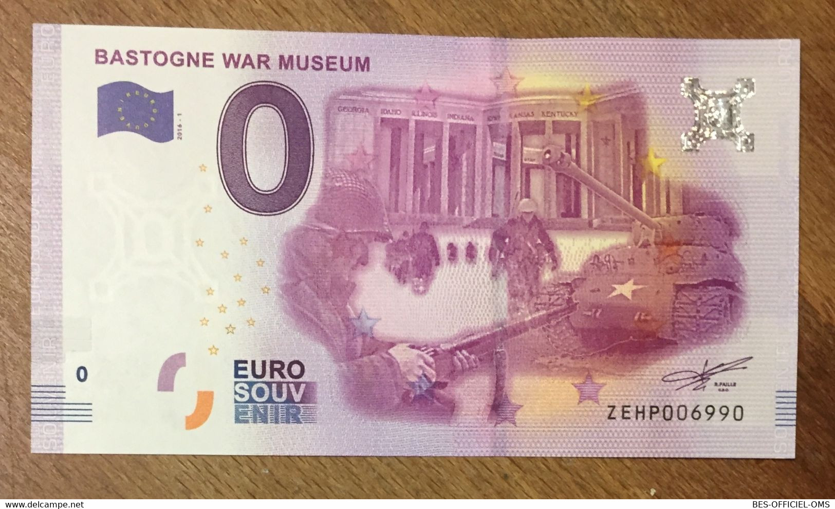 2016 BILLET 0 EURO SOUVENIR BELGIQUE BASTOGNE WAR MUSEUM ZERO 0 EURO SCHEIN BANKNOTE PAPER MONEY - [ 8] Specimen