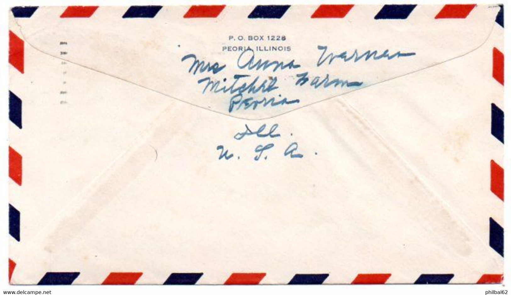 USA. Air Mail Service To Peoria, Illinois, To Düsseldorf, Germany. Jan 5 / 1956. - Sonstige & Ohne Zuordnung