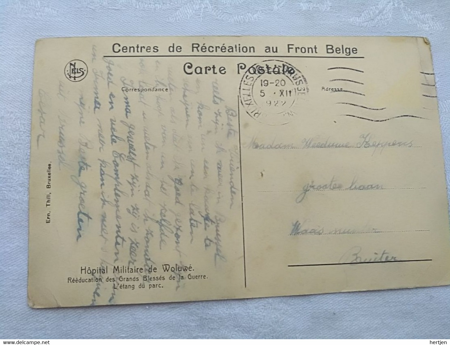 Hopital Militaire De Woluwé Réeducation Des Grands Blessés De La Guerre 1922 - Santé, Hôpitaux