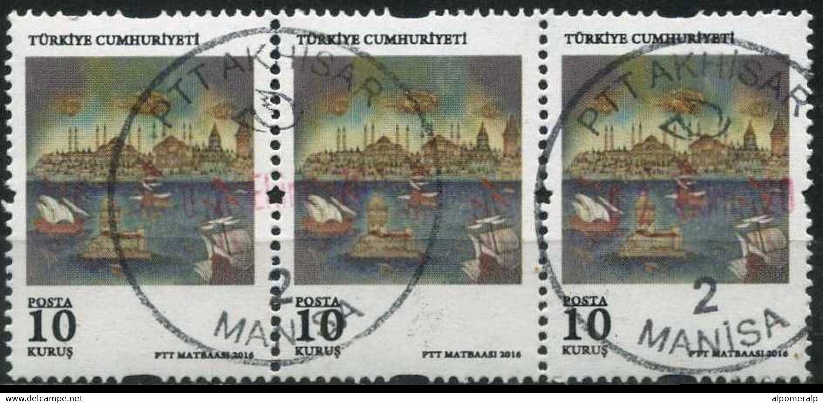 Turkey 2016 Mi 4310 O, Mosque | Sailboats | Kızkulesi (Istanbul) | Turkish Art - Used Stamps