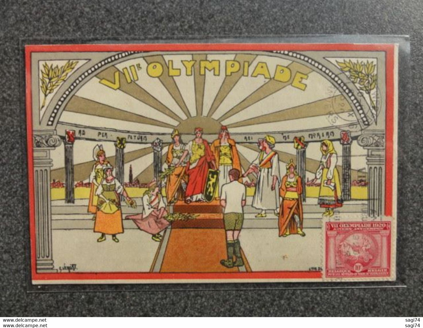 Antwerpen / Anvers, Zeldzame Collectie van 5 zeldzame kaarten door Illustrateur Verelst, Olympics /Olympiade 1920 (info)