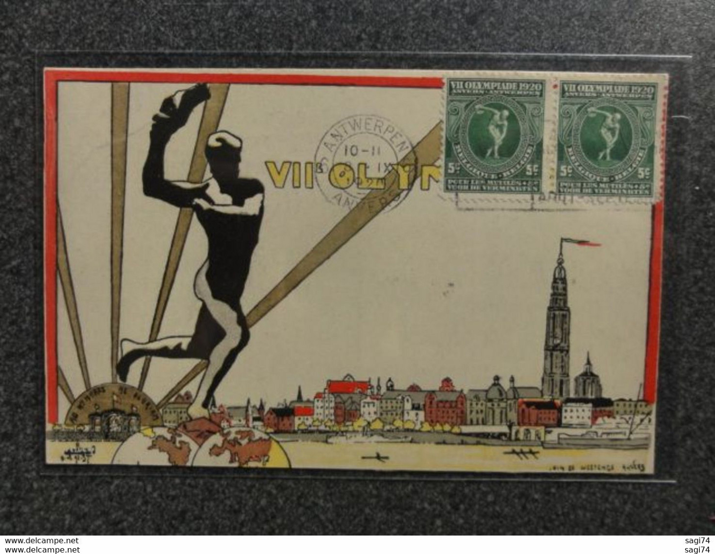 Antwerpen / Anvers, Zeldzame Collectie van 5 zeldzame kaarten door Illustrateur Verelst, Olympics /Olympiade 1920 (info)