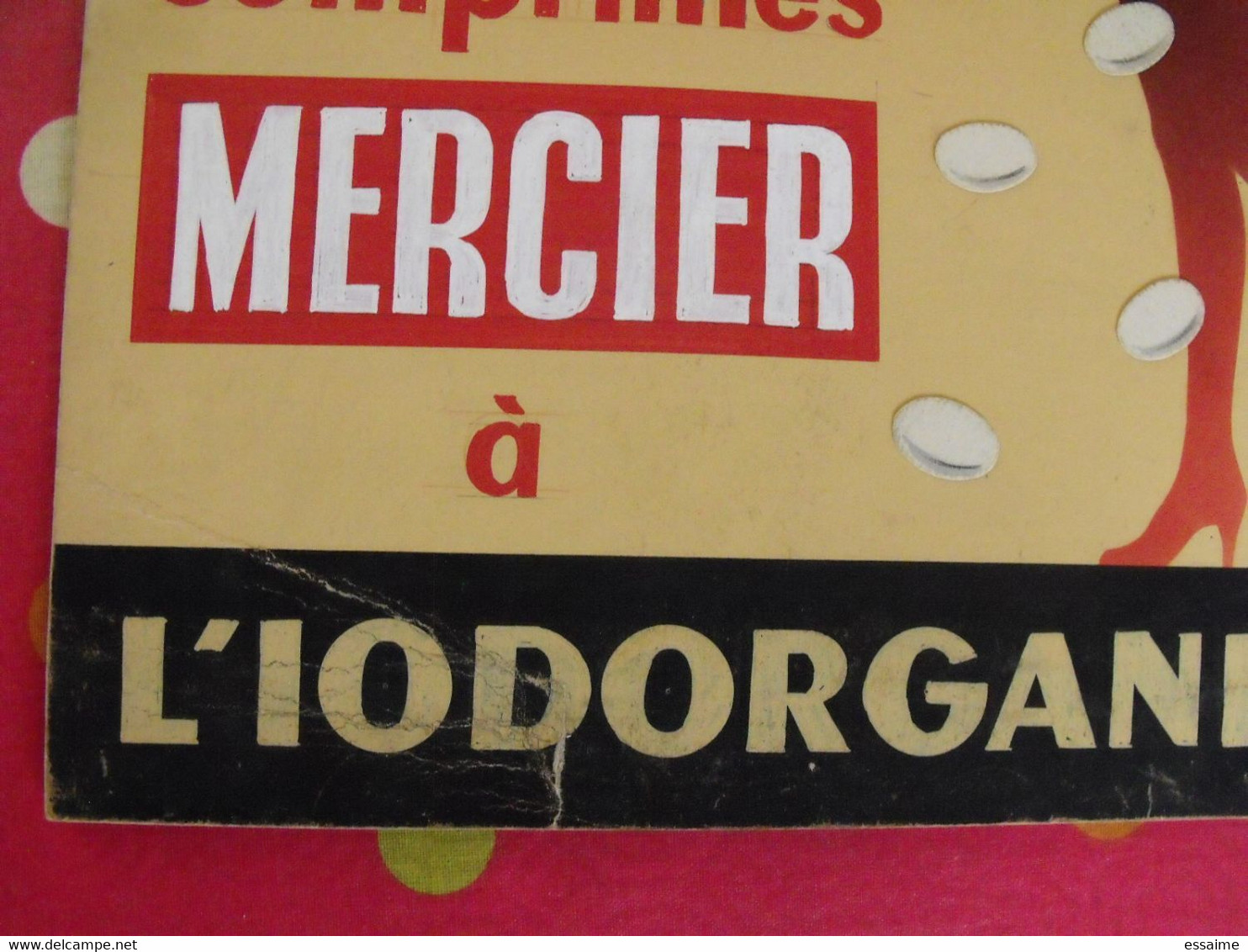 Maquette Unique De La Plaque Maigrir Comprimés Mercier à L'iodorganine. Cartonnage Bachollet & Gilbert Vers 1950 - Placas De Cartón