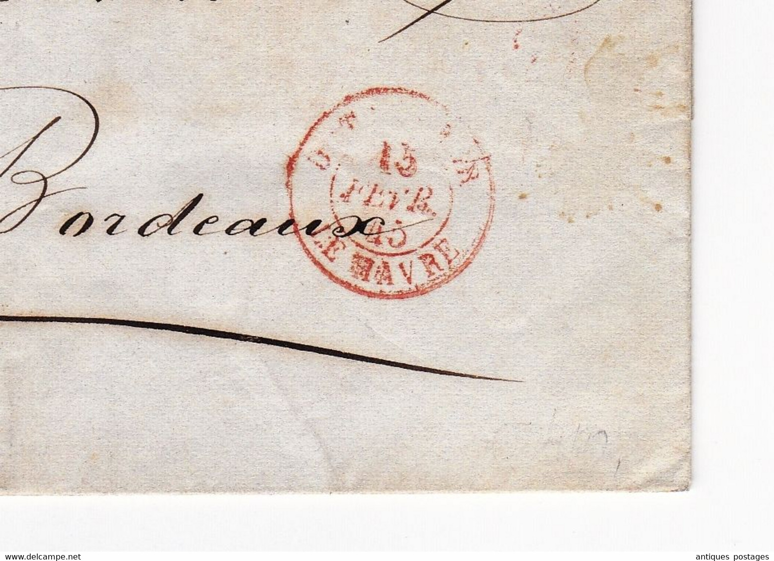 Lettre 1845 New York Charles Frederick Albrecht Hinrichs Via Le Havre Bordeaux Gironde Clossmann - …-1845 Vorphilatelie