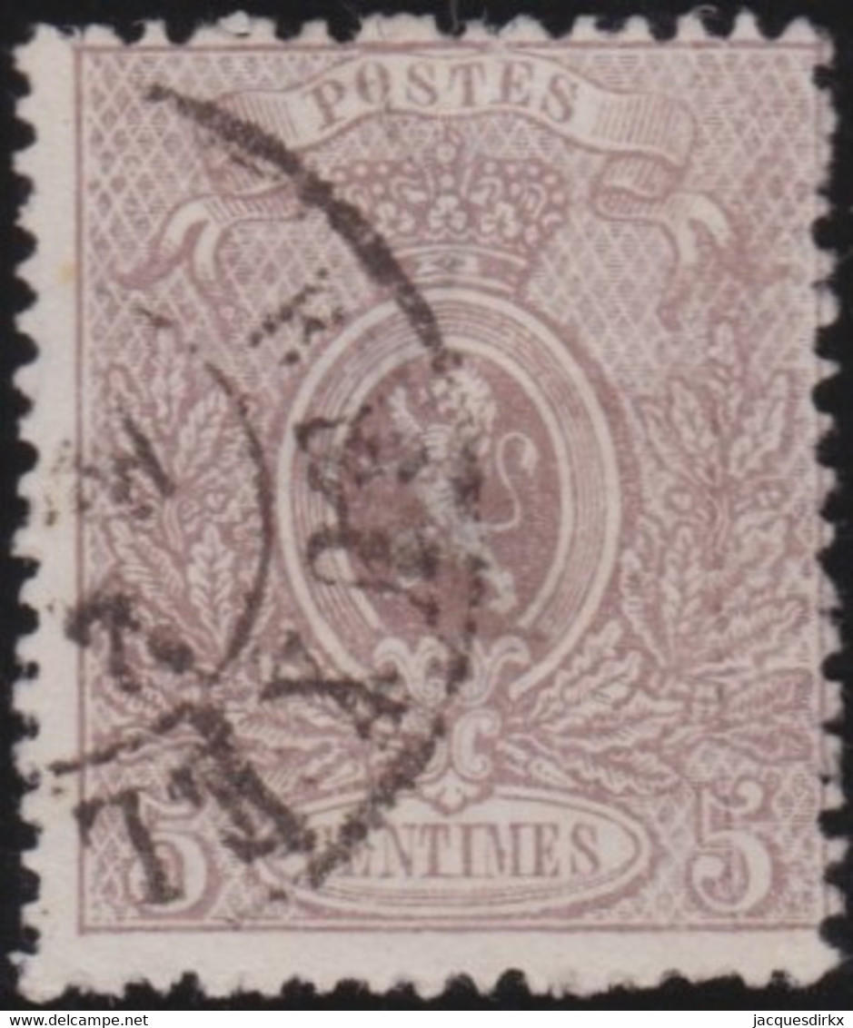Belgie       .    OBP     .     25A  (2 Scans)    .     O      .  Gebruikt     .   /   .  Oblitéré - 1866-1867 Petit Lion