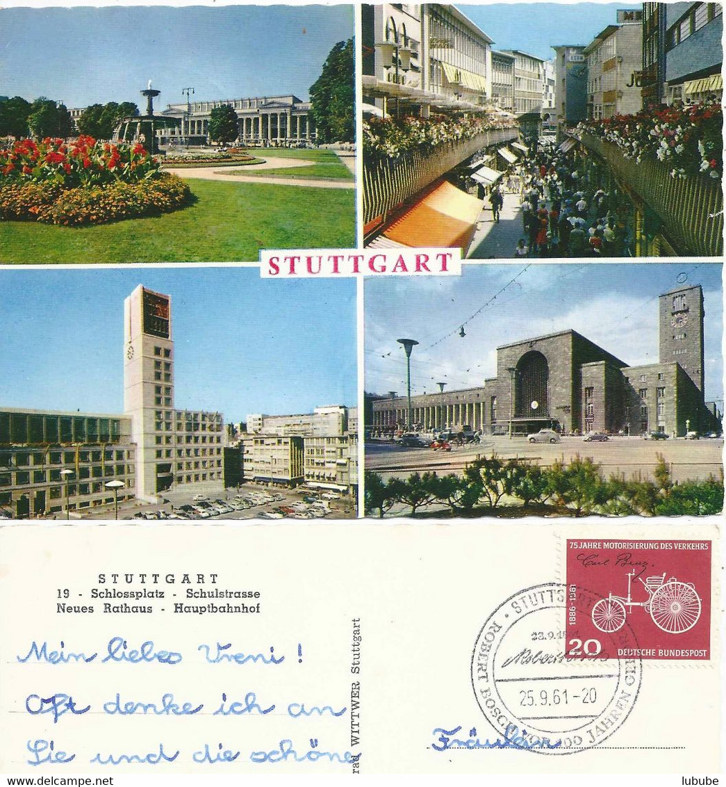 AK  "Stuttgart - 4 Bilder"  (Sonderstempel Robert Bosch)           1961 - Covers & Documents