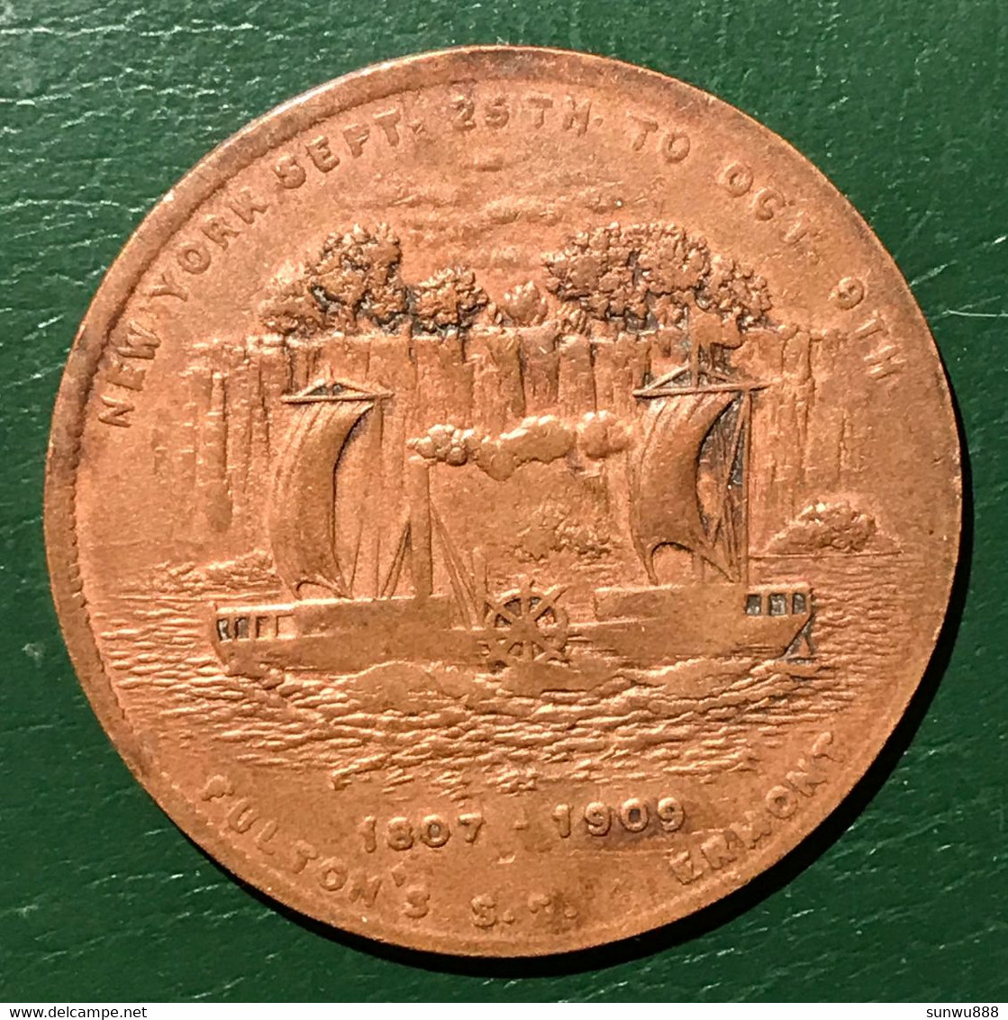 Hudson Fulton Celebration The Half Moon 1609-1909 New York Boat Medal Token RARE (fixed Price) - Profesionales/De Sociedad