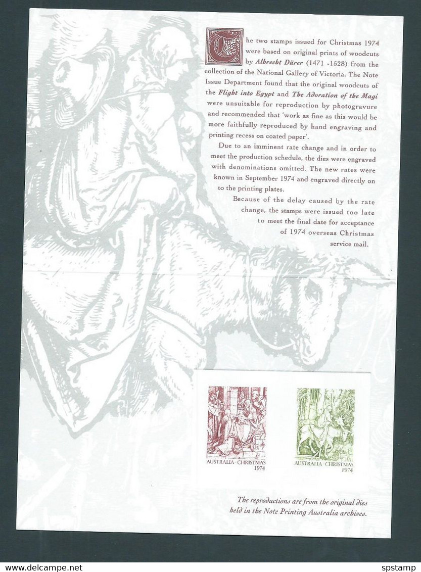 Australia 1993 Christmas Durer Paintings Set Issued 1974 Proof Reprint On Official APO Replica Card 29 - Prove & Ristampe