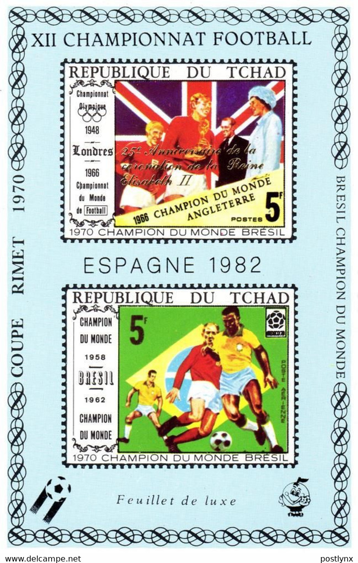 CHAD 1978 World Cup Football England 1966 Olympics 1948 Brazil 1970 Soccer DeLuxe OVPT:Coronation Union Jack Flag - Zomer 1948: Londen