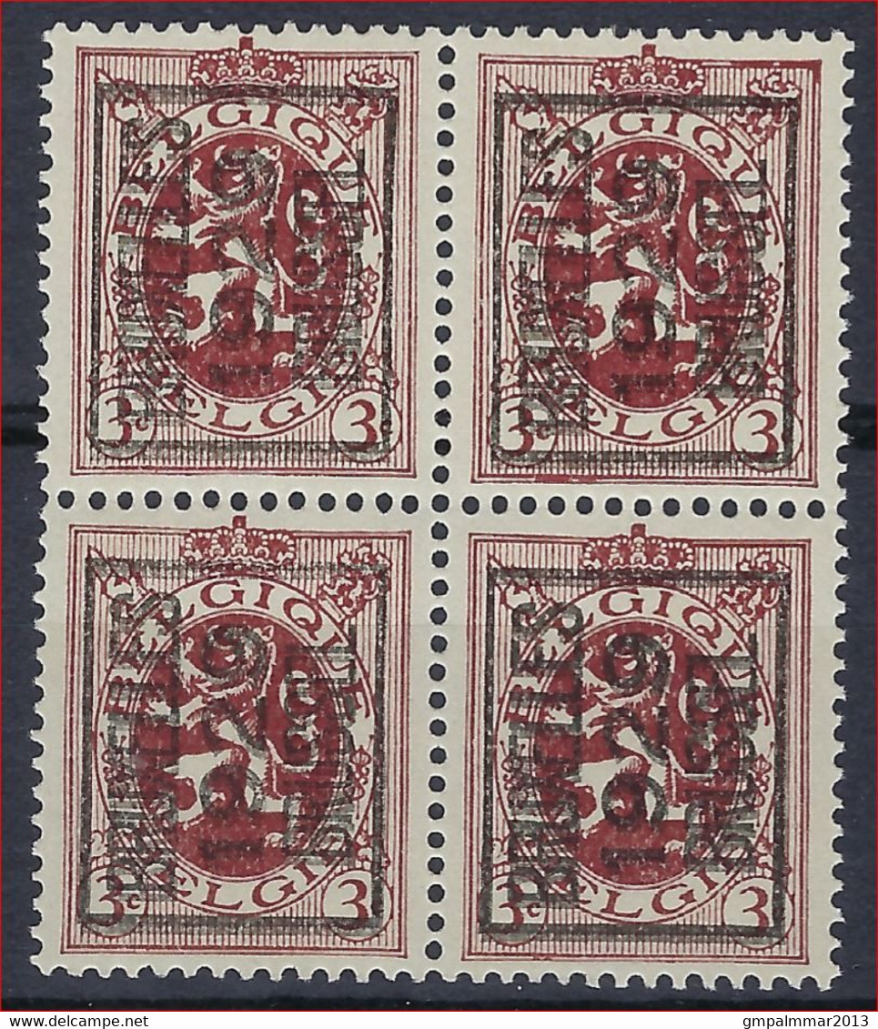 Heraldieke Leeuw Nr. 278 Blok Van 4 TYPO PREO Nr. 202F -DUBBELDRUK BRUXELLES 1929 BRUSSEL 3 X ** MNH In Goede Staat ! - Typografisch 1929-37 (Heraldieke Leeuw)