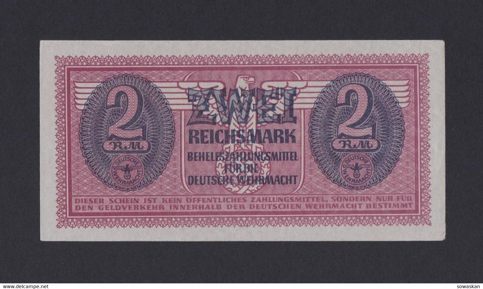 GERMANY 2 Reichmark WECHRMACHT 1942-44 Ro.506, AUNC RARE! - Andere & Zonder Classificatie