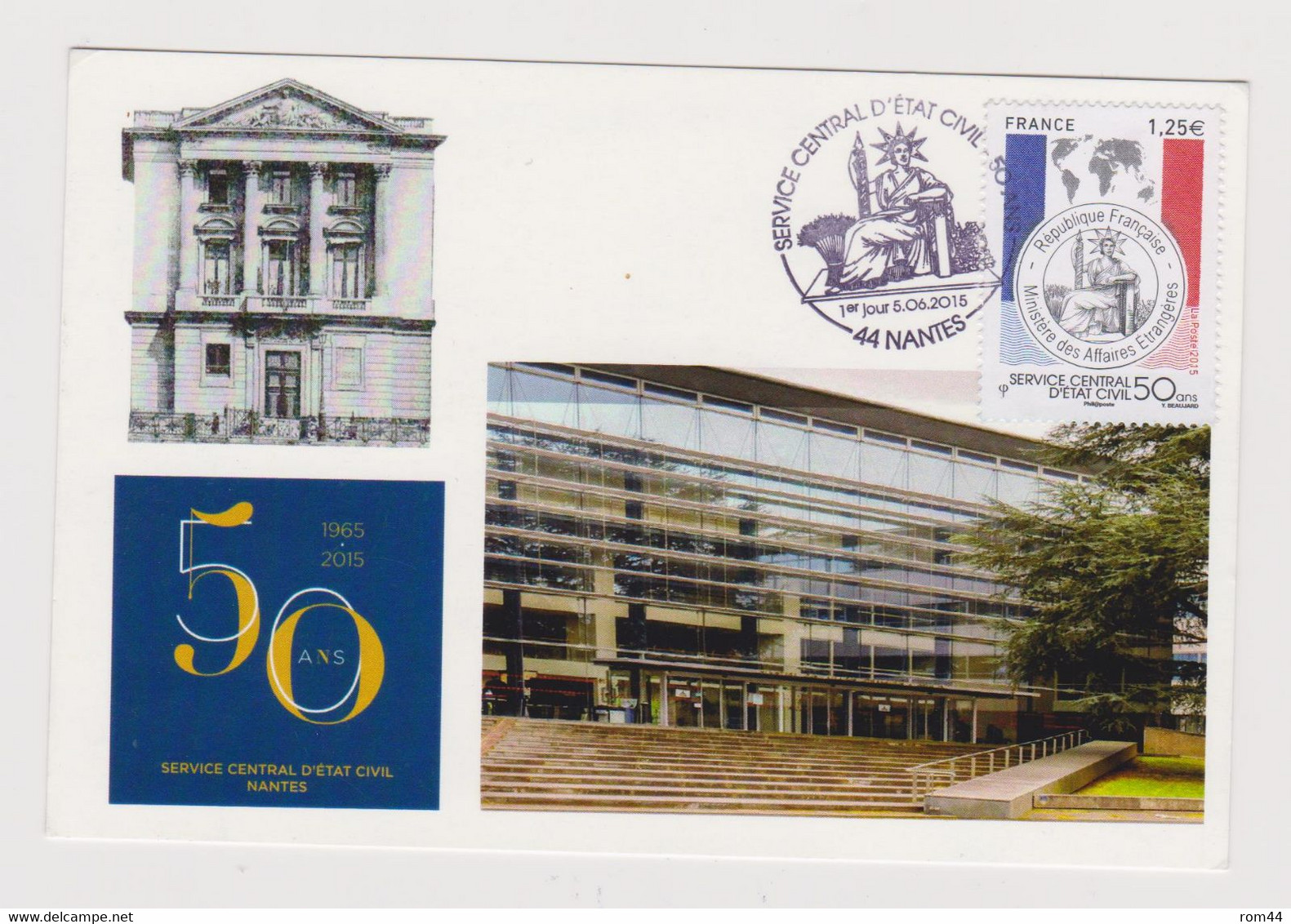 FRANCE Carte FDC  50 Ans Service Central  Etat Civil  Ancien Hôtel De Postes - 2010-2019