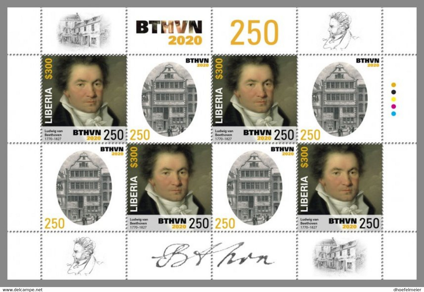 LIBERIA 2020 MNH Ludwig Van Beethoven Composer Komponist Compositeur M/S - OFFICIAL ISSUE - DHQ2039 - Music