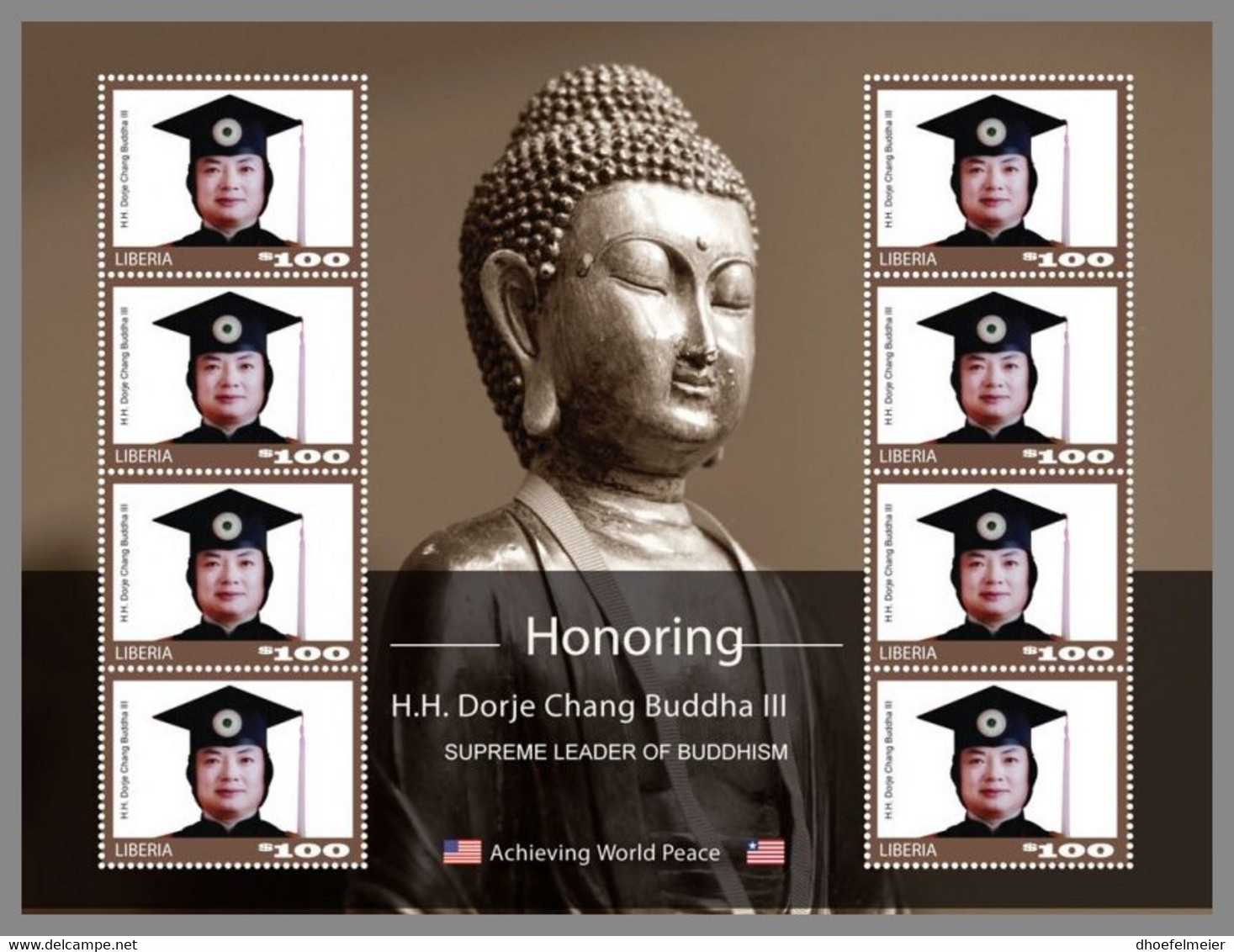 LIBERIA 2020 MNH Holiness Heiligkeit Saintete Dorje Chang Buddha III M/S - OFFICIAL ISSUE - DHQ2039 - Buddhism