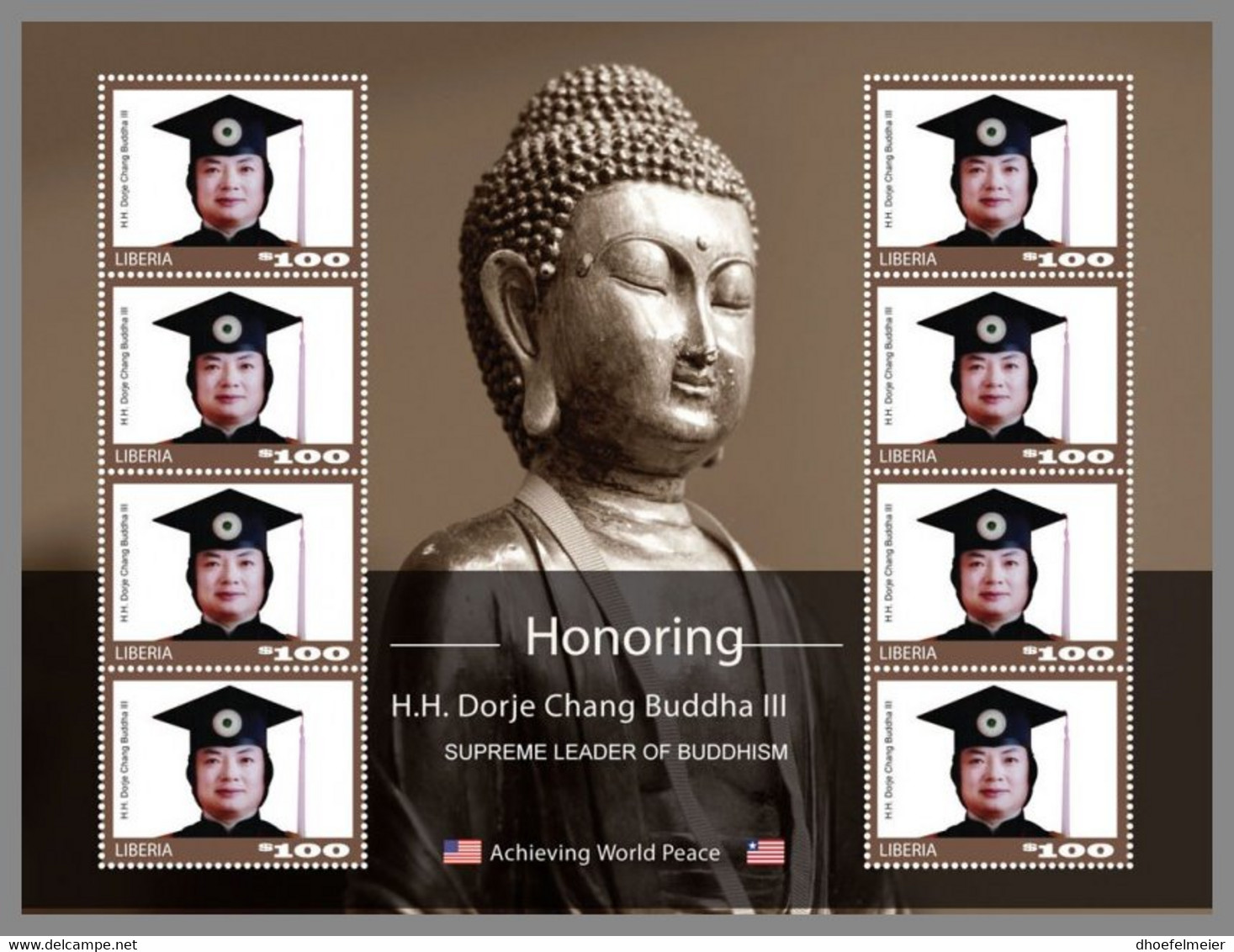 LIBERIA 2020 MNH Holiness Heiligkeit Saintete Dorje Chang Buddha III M/S - IMPERFORATED - DHQ2039 - Buddhism