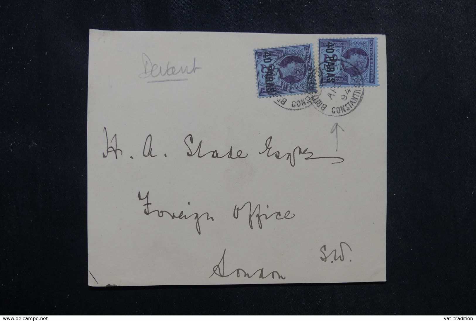 LEVANT BRITANNIQUE - Affranchissement De Constantinople Sur Devant D'enveloppe En 1894 Pour Londres - L 72263 - Britisch-Levant