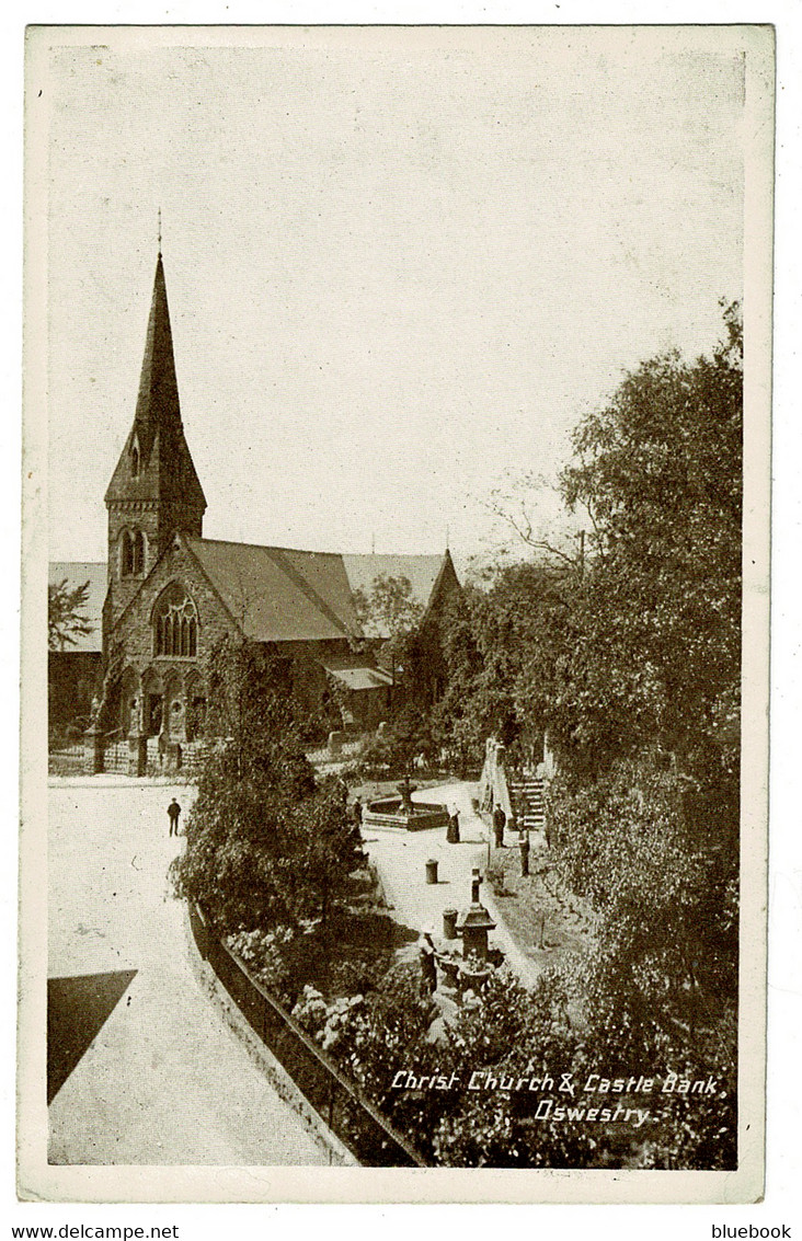 Ref 1405 - Early Postcard - Christ Church & Castle Bank - Oswestry Shropshire Salop - Shropshire