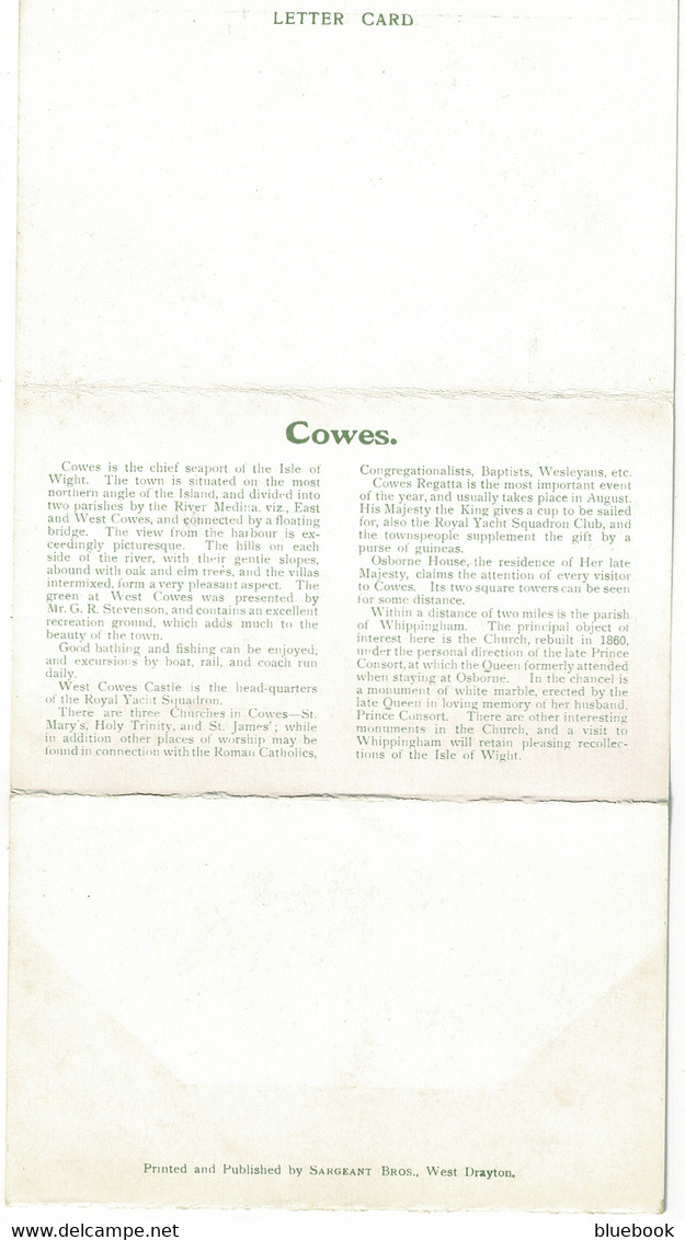 Ref 1405 - Early Lettercard Of Cowes (4 Views) - Isle Of Wight - Cowes