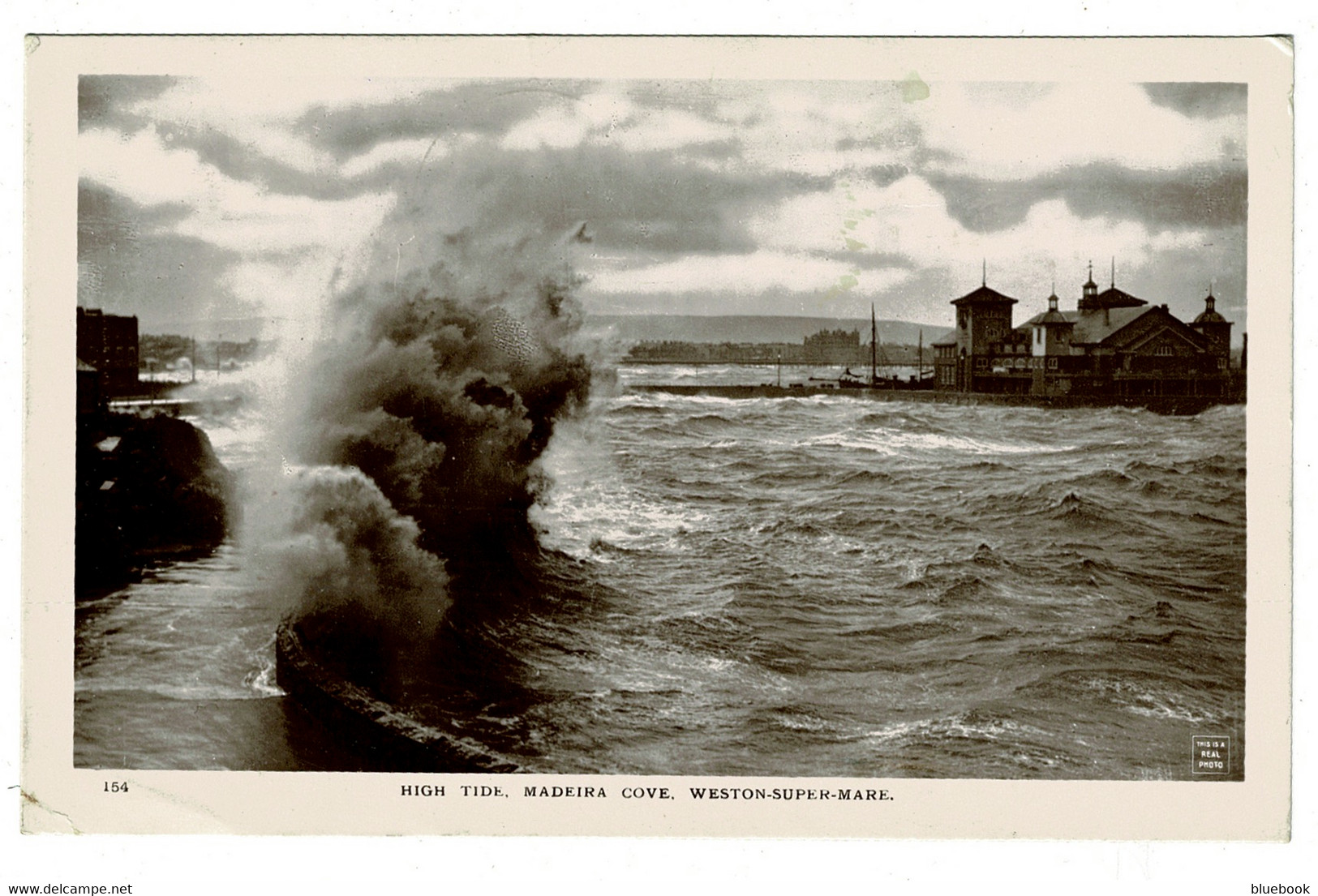 Ref 1405 - 1936 Real Photo Readdressed Postcard - High Tide Madeira Cove Weston-Super-Mare - Weston-Super-Mare