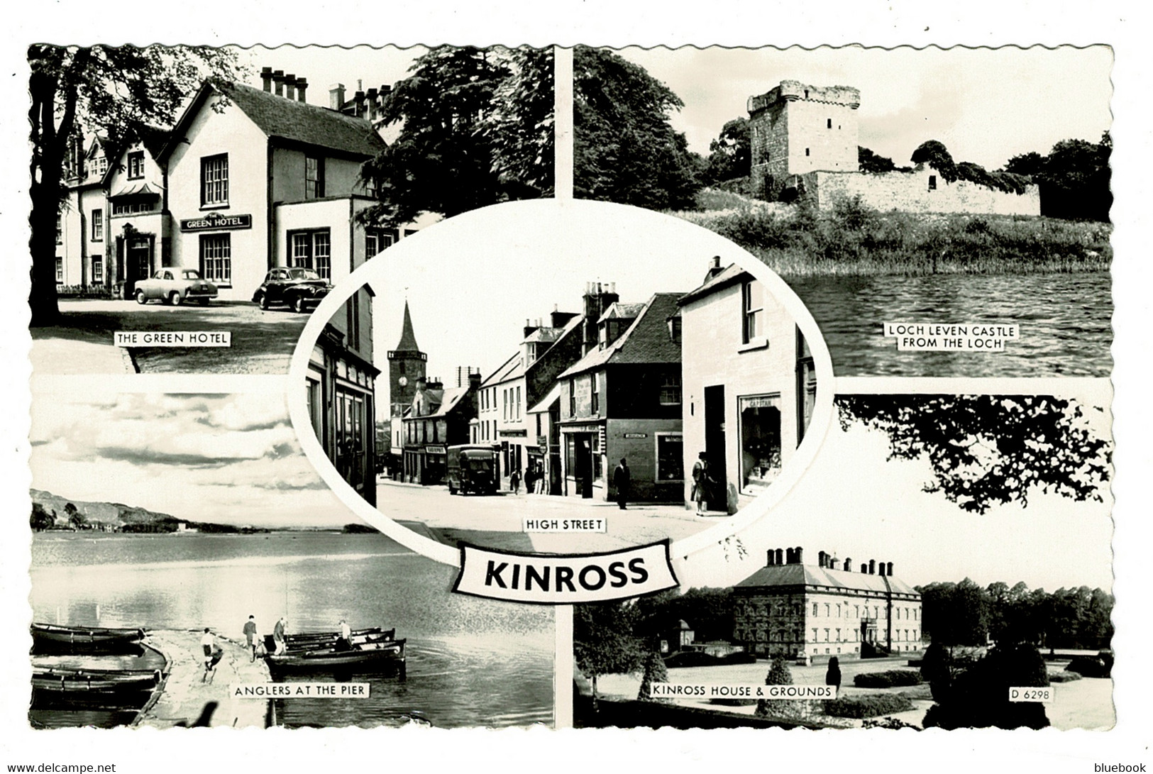 Ref 1405 - 1963 Real Photo Multiview Postcard - Green Hotel & High Street Kinross Scotland - Kinross-shire