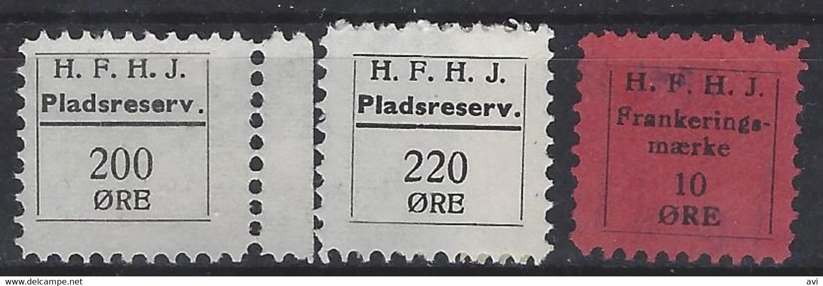 Denmark Local Railway Parcel Post,H.F.H.J.3 Stamps .Trains/Railways/Eisenbahnmarken - Revenue Stamps