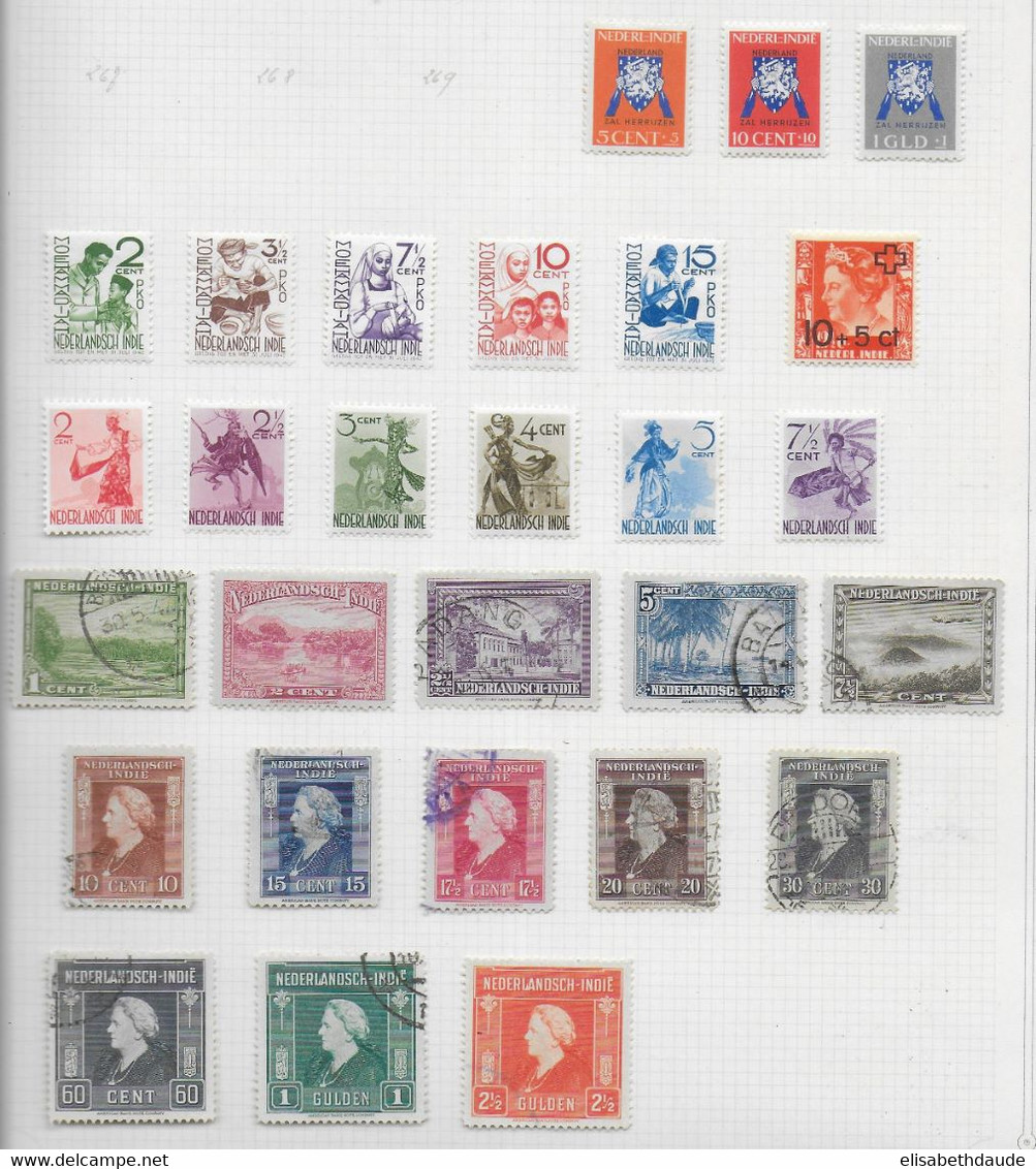 INDES NEERLANDAISES - 1941/1948 - COLLECTION BELLE QUALITE Sur 3 PAGES * MLH / OBLITERES - COTE YVERT = 140 EUR. - Niederländisch-Indien