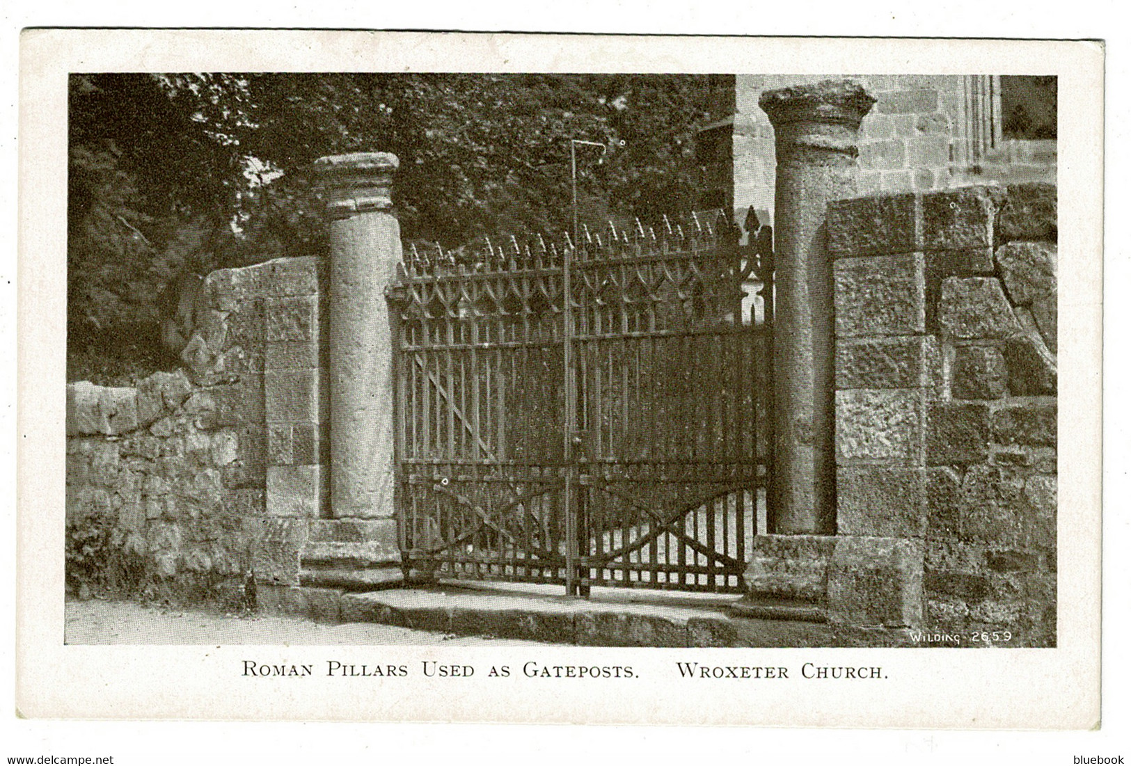 Ref 1407 - Early Wilding Postcard - Roman Pillars As Gateposts - Wroxeter Church Staffordshire - Autres & Non Classés