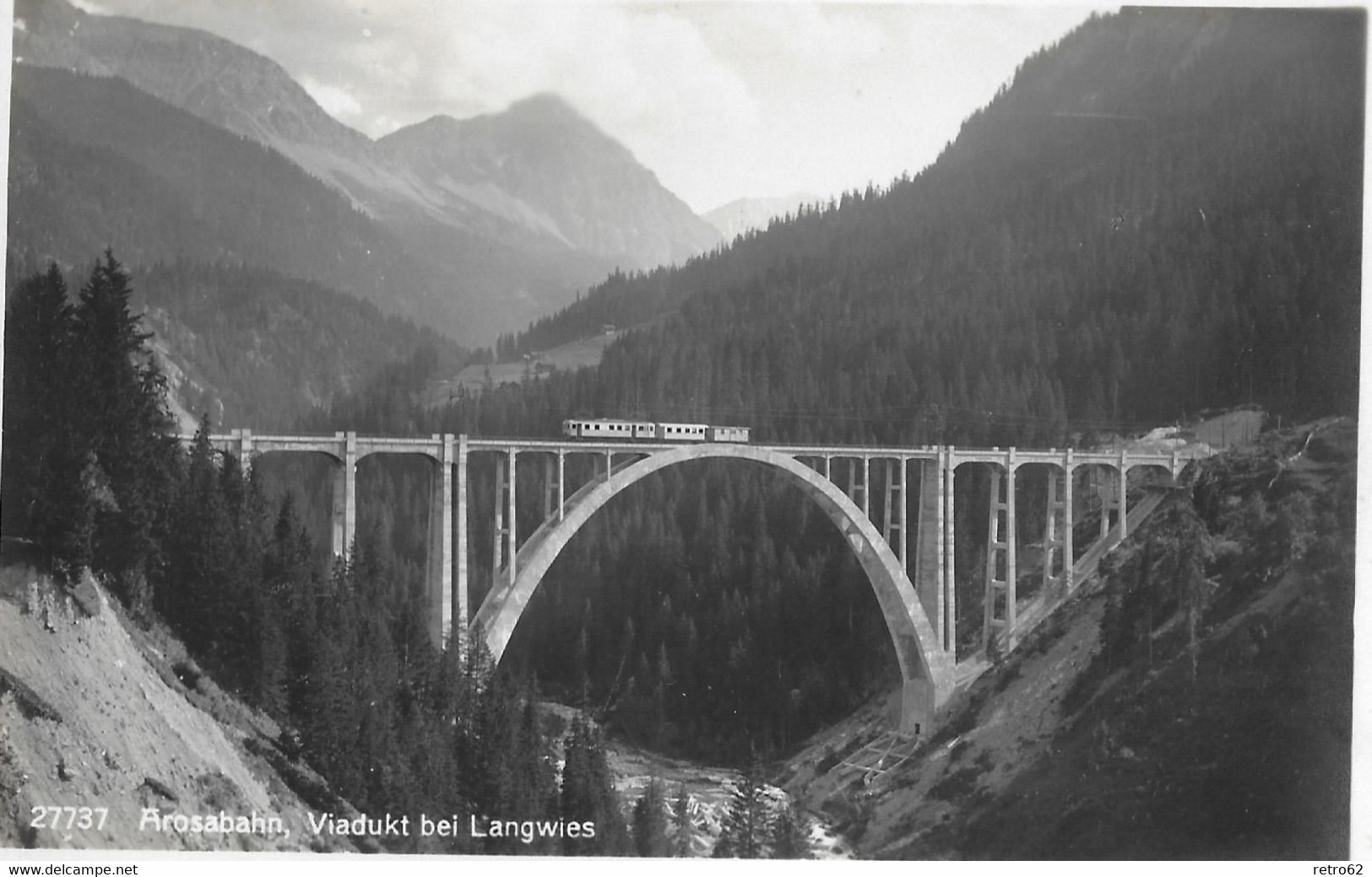 AROSABAHN → Bahn Auf Dem Viadukt Bei Langwies, Fotokarte Ca.1940 - Langwies