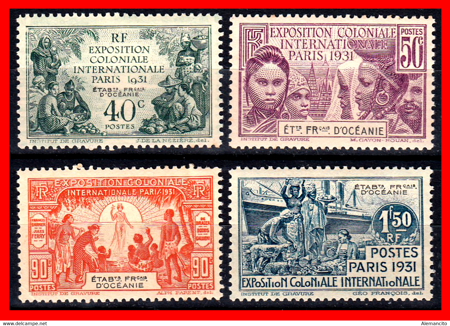 FRANCIA  ( OCEANIA ) ( ANTIGUAS COLONIAS Y PROTECTORADOS ) SERIE 4 SELLOS AÑO 1931 EXPOSICION INTERNACIONAL DE PARIS - 1931 Exposition Coloniale De Paris