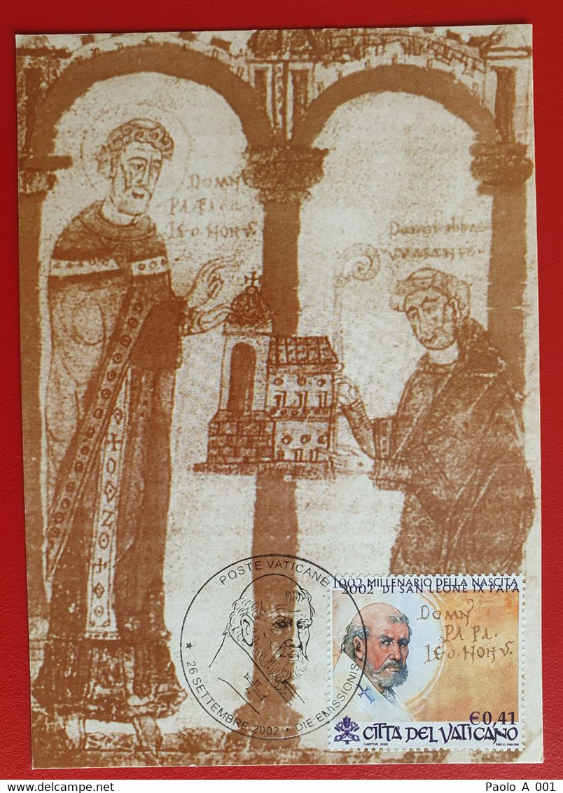 VATICANO VATIKAN VATICAN 2002 POPE LEO IX CHURCH ARNULF OF METZ FD MAXIMUM CARD BURGERBIBLIOTHEK BERN - Cartas & Documentos