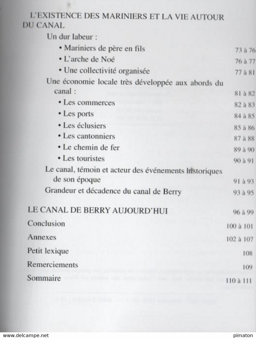 LE CANAL DE BERRY Livre De 111 Pages Par René CHAMBAREAU Et CHRISTELLE JAMOT - ROBERT - Bourbonnais