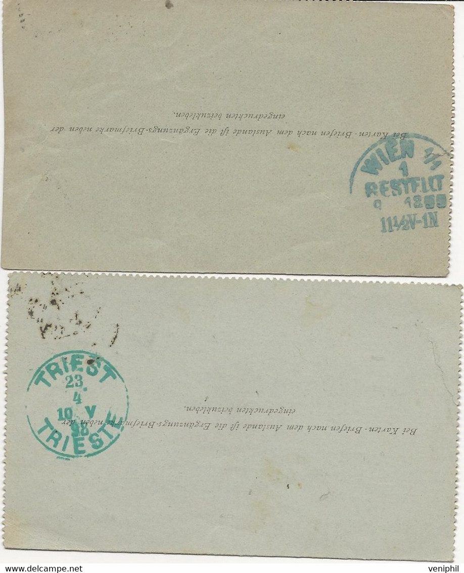 AUTRICHE - 2 LETTRES ENTIERS POSTAUX - ANNEE 1898-99 - Other & Unclassified