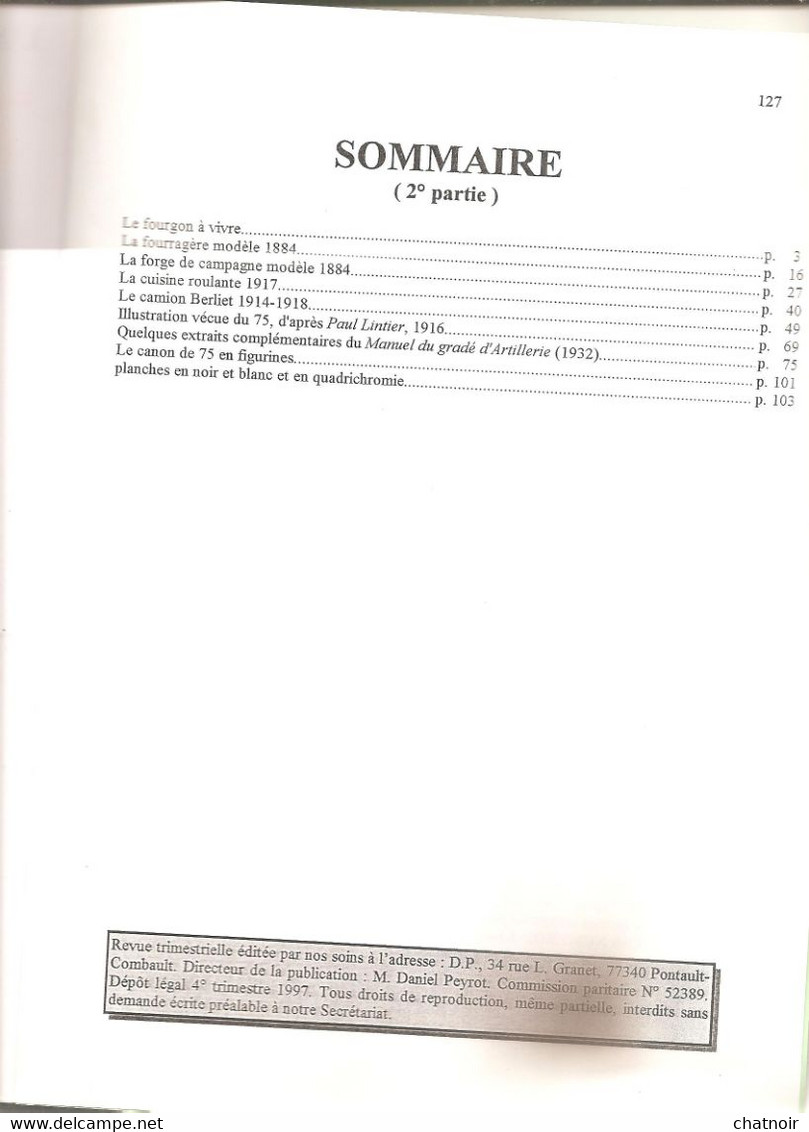 revue du club francais de la figurine historique /1997 / le canon de 75 / 1 ere partie 114 pages  2 eme partie 128 pages