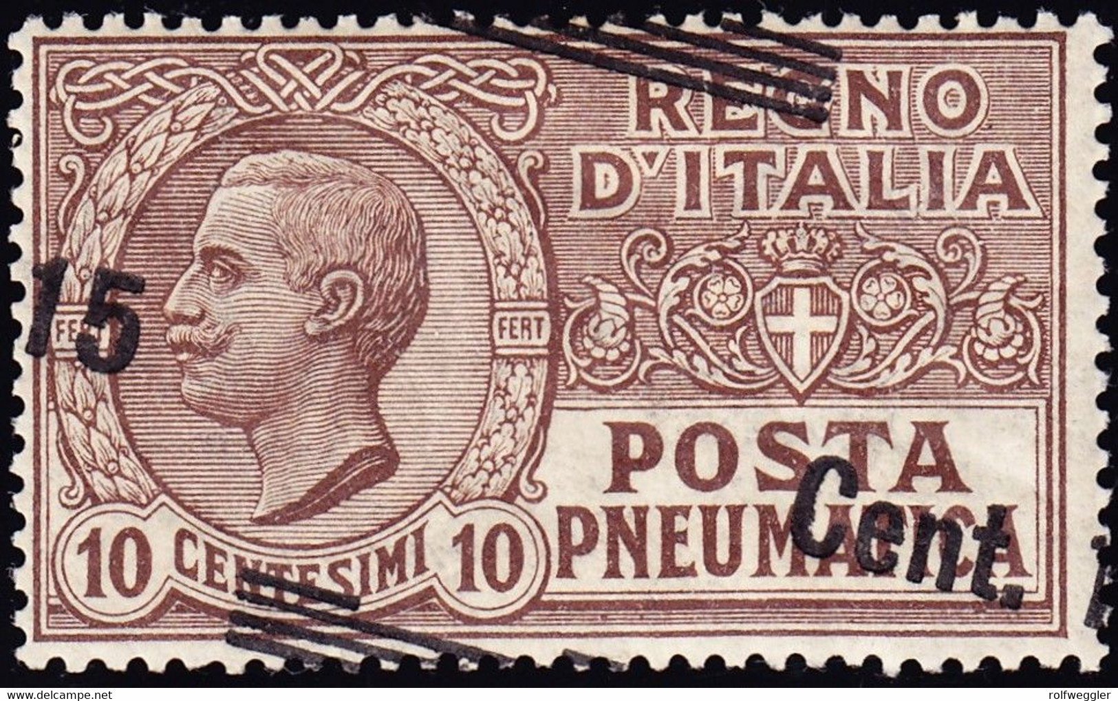 1924 Rohrpost 15 C. über 10 C. Stark Verschobener Überdruck. Postfrisch, Ital. Posta Pneumatica - Poste Pneumatique