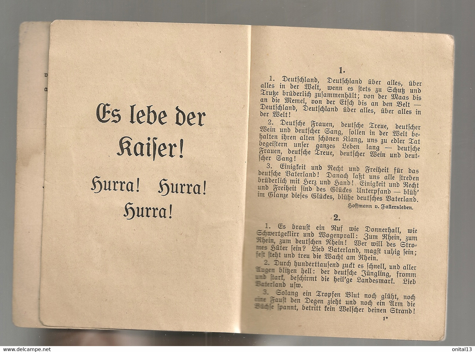 1915 Deutschland über Alles ! Soldatenliederbuch Für Den Tornister  / MILITARIA CHANTS ALLEMANDS C1271 - Duits