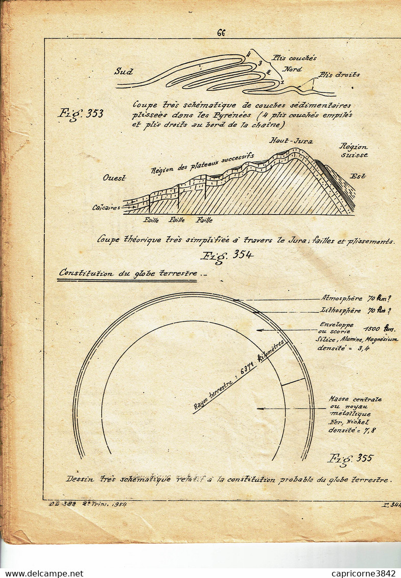 1954 - COURS DE SCIENCES NATURELLES -GEOLOGIE - De L'Ecole Universelle Par Correspondance De Paris - 18+ Years Old