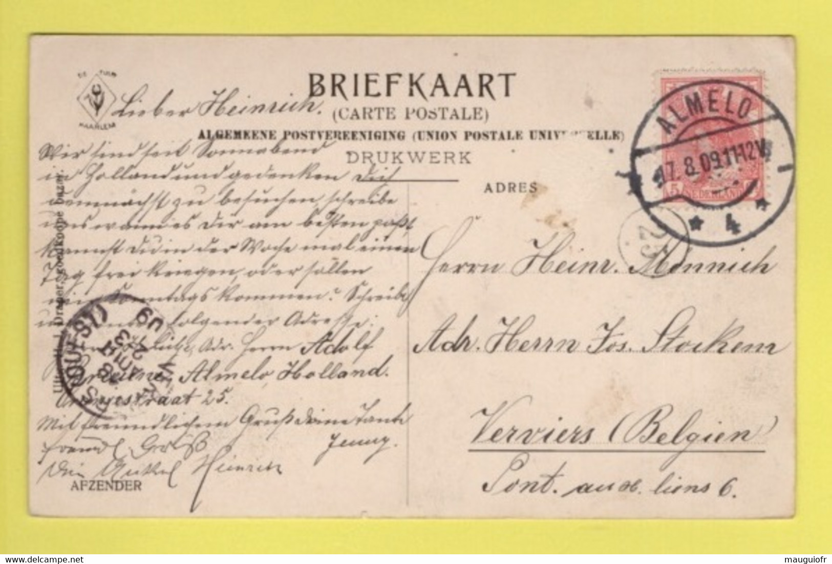 DF / PAYS-BAS / PROVINCE D'OVERIJSSEL / ALMELO / MAISON / HUIZE ALMELO / 1909 - Almelo